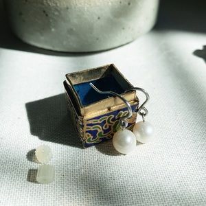 Round Pearl Drop Earrings